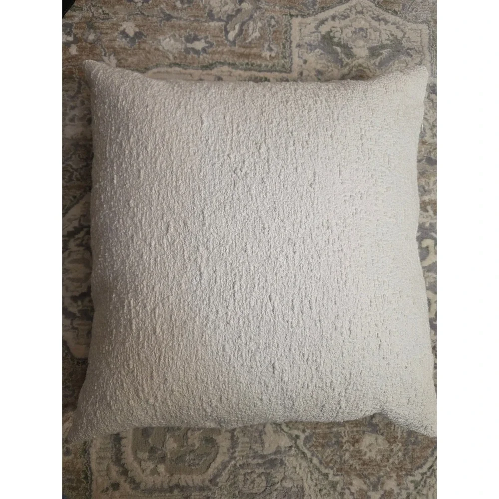 CB2 Ivory Bouclé Throw Pillow and insert 23x23 Organic Cotton Textured Modern